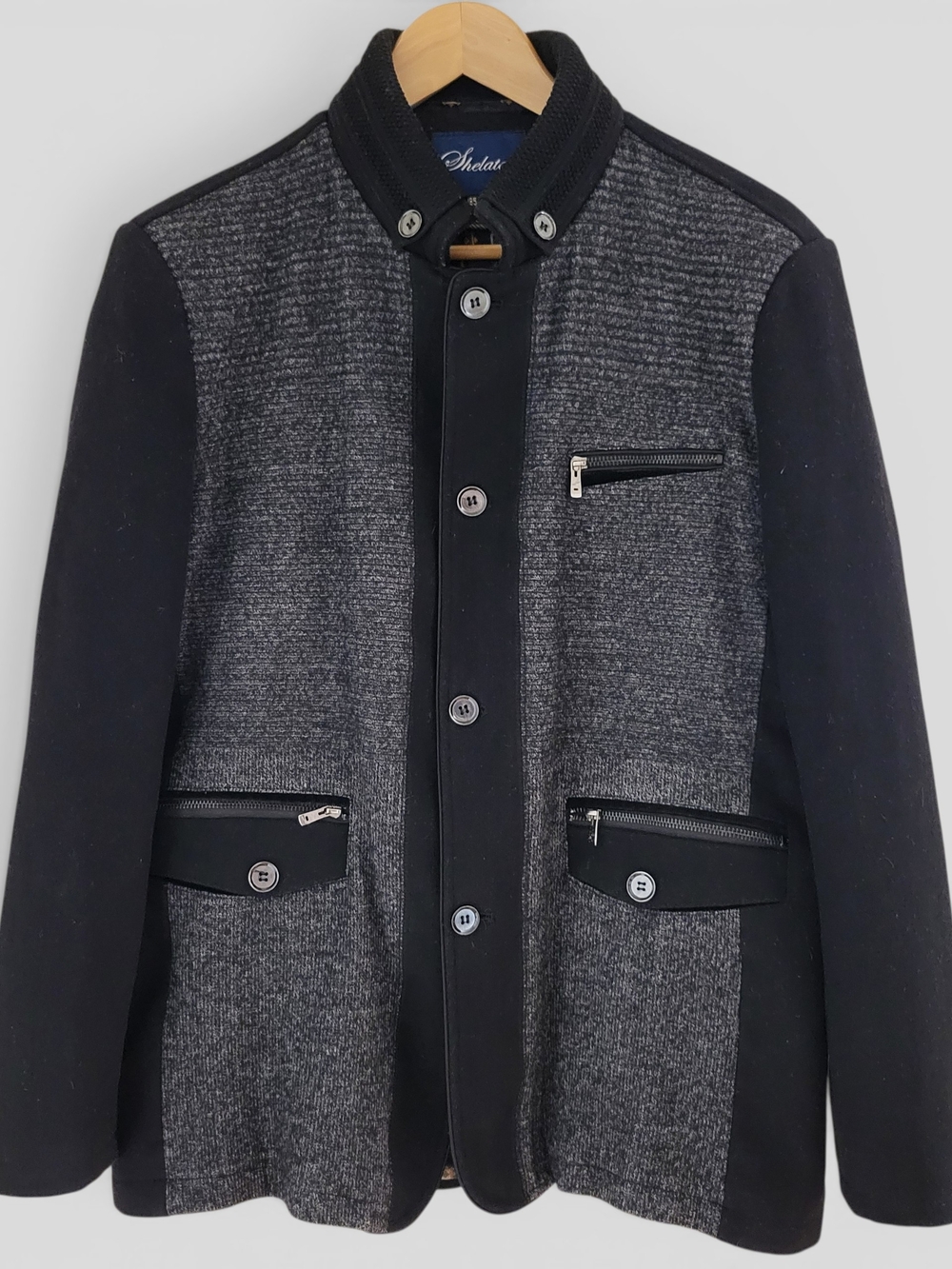 Men's Black & Gray Bomber Varsity Jacket by